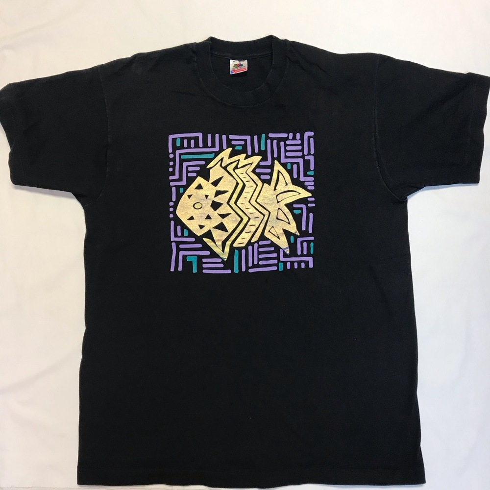 1992 Graphic Abstract Fish Tee !